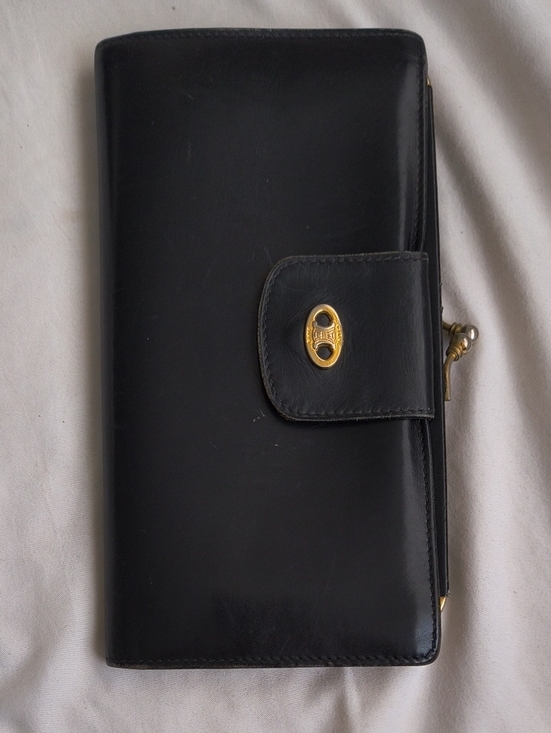 Celine Handbags - Celine Paris Black Leather Wallet with Gold Hardware